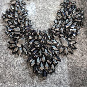 Black gemstone statement necklace